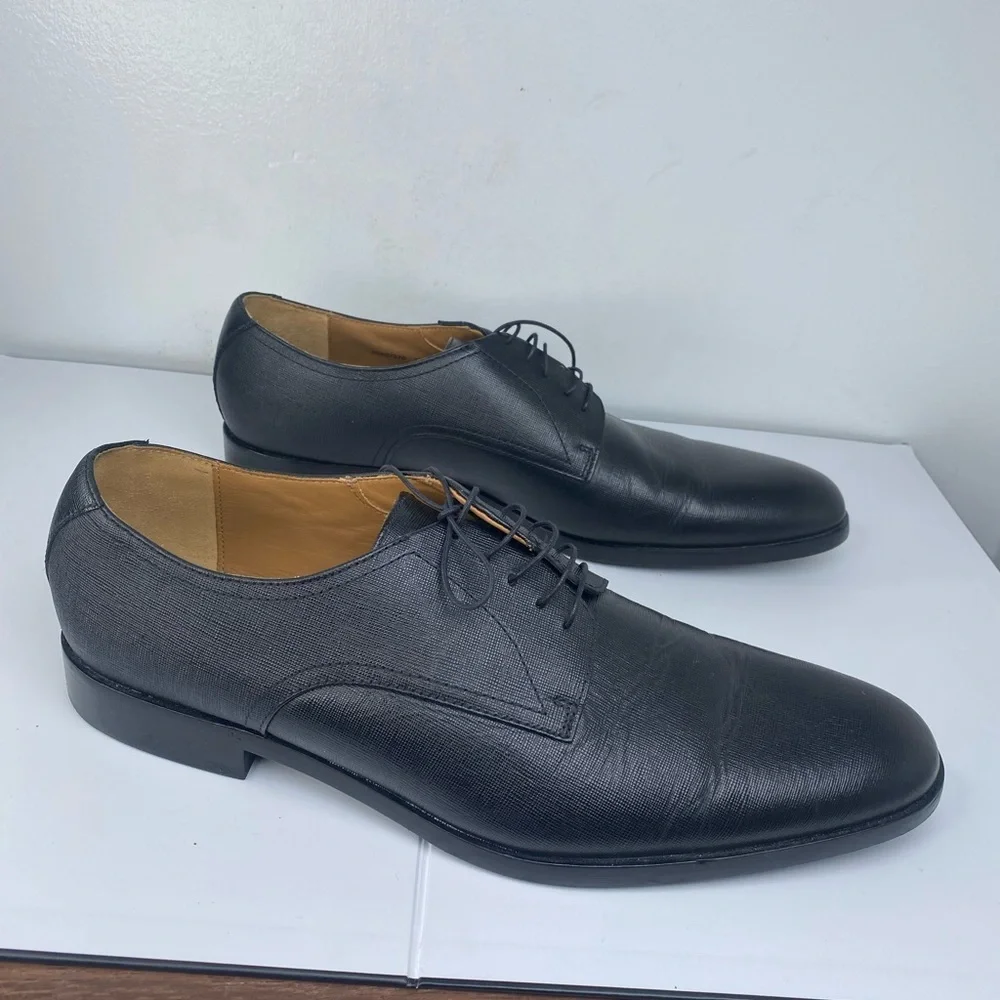Boss Nordstrom Black Leather Derby Dress Lace Up Tie Luxury Designer Shoes